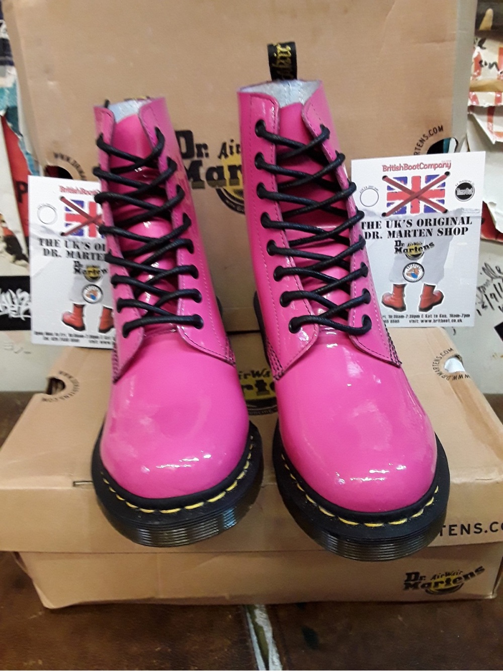 Dr. Martens 1460 Women’s Pink Patent Leather Lace-Up Boots